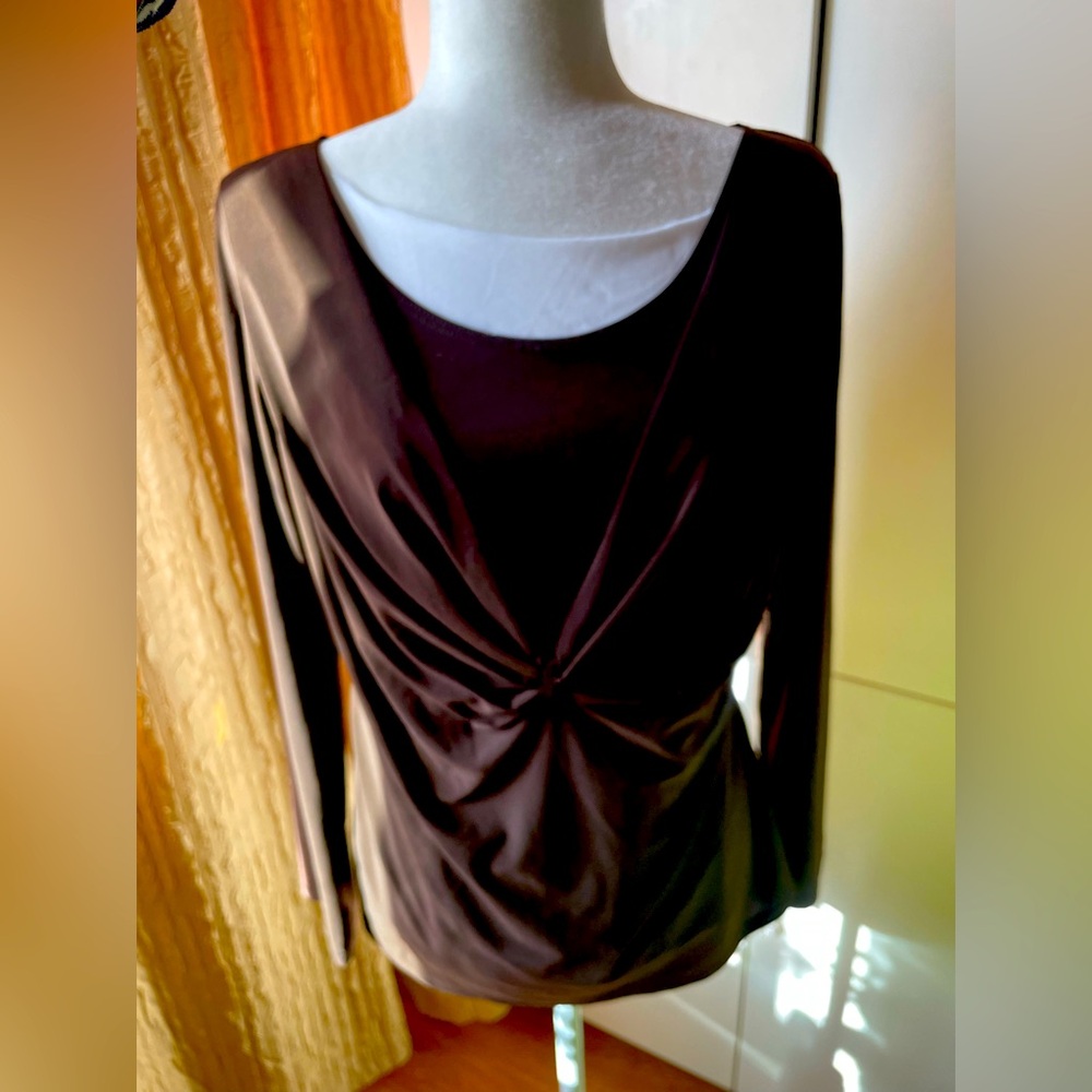 Chocolate te Brown long sleeve e, stretchy top, Size: Large